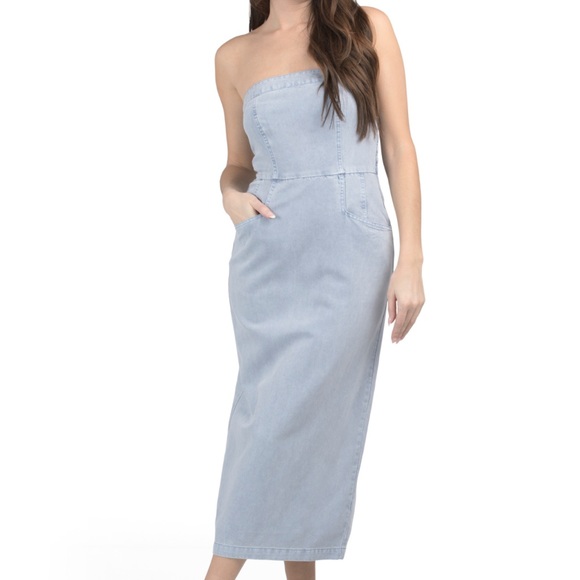 Young Fabulous & Broke Dresses & Skirts - Young Fabulous & Broke Taylor Tube Midi Dress - Ice Blue